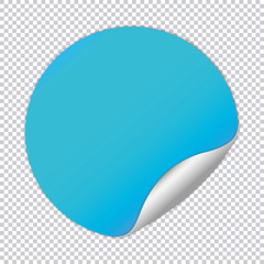 blue round note paper on transparent background