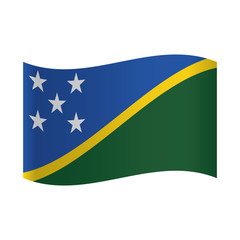 Waving Solomon Islands flag on a white background. Vector illustration.