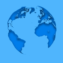 Map Planet Earth on a blue background. Abstract business Icon.