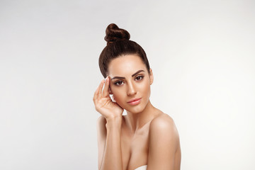 Beautiful woman skin care healthy skin. Close up face beauty portrait female