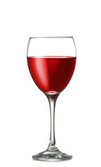Glass of tasty wine on white background