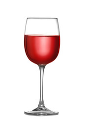Glass of tasty wine on white background