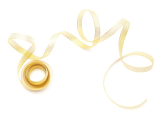 Beautiful golden ribbon on white background