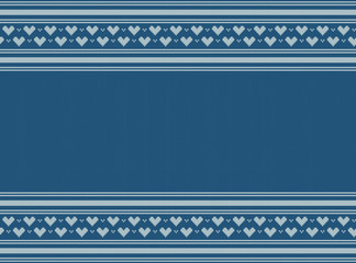 ノルディック柄の背景素材　ハート　水色