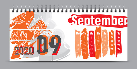 2020 calendar design, typography, illustration.