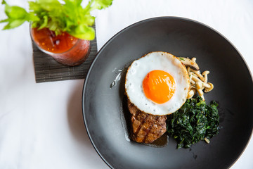 Beef Steak with Eggs main food