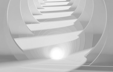 Abstract white tunnel perspective
