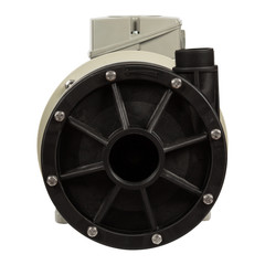 New industrial centrifugal pump with AC motor isolated on white background.