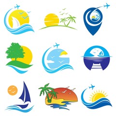 Set of colorful travel vector icon symbol for element design on the white background