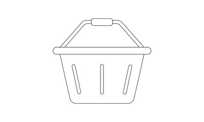 Plastic shopping basket icon for grocery and retail shopping