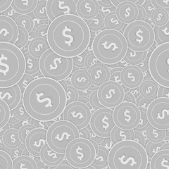American dollar silver coins seamless pattern. Cha