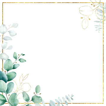  Eucalyptus,watercolor,floral,wreath,frame,arrangements,flower,tropical,blu