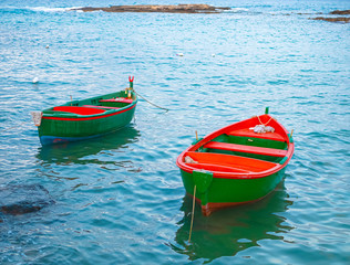 Close up of `gozzo `, characteristic puglia boat.