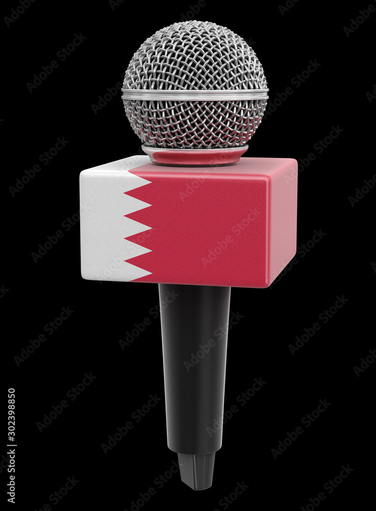 Poster microphone with bahrain flag. image with clipping path