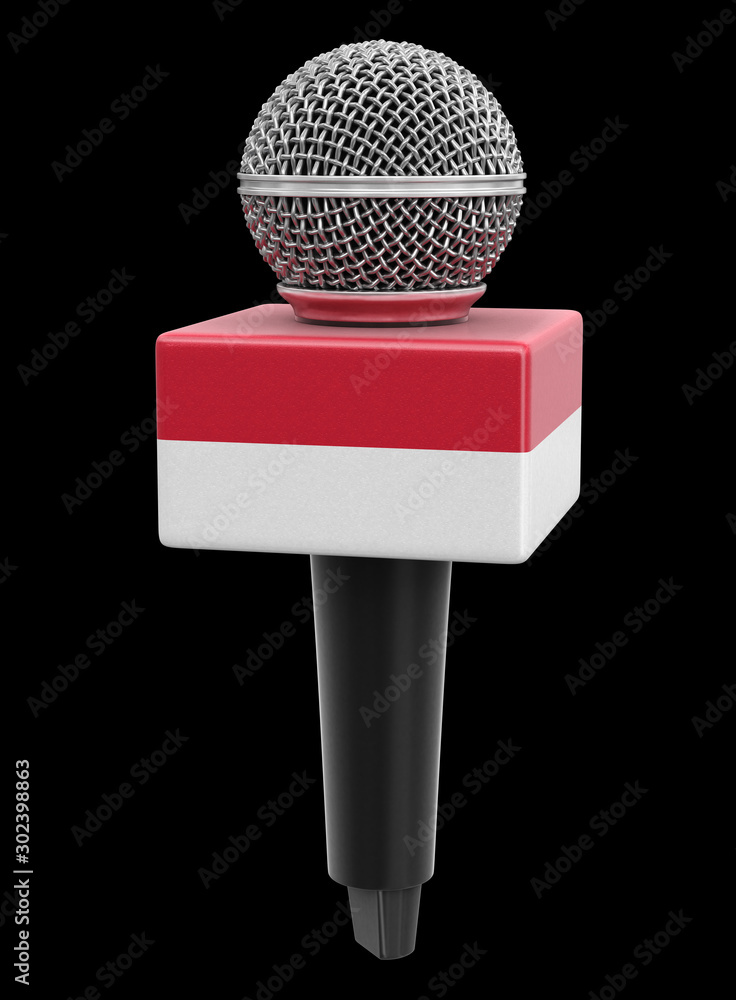 Poster microphone with indonesian flag. image with clipping path