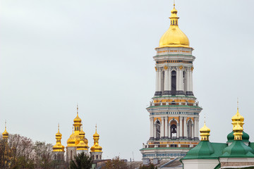 Fototapeta na wymiar Kyiv Pechersk Lavra with bell tower, Orthodox Monastery in the Kyiv, Ukraine