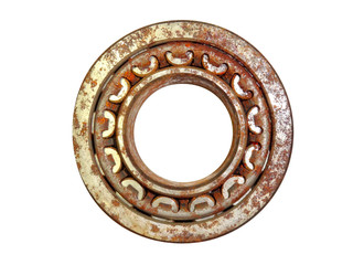 Stuck rusty ball bearing close up