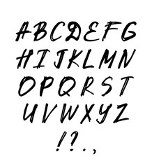 Grunge style abc. Careless hand drawn alphabet