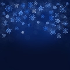 Fototapeta na wymiar abstract dark blue background with beautiful snowflakes for decoration of cards, packaging and covers.