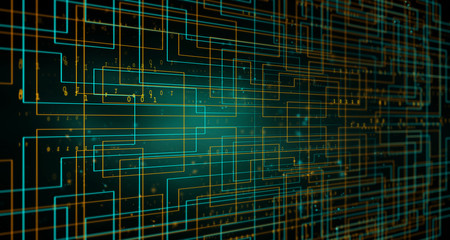 2d illustration Abstract futuristic electronic circuit technology background