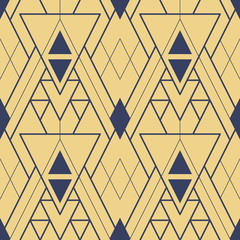 Abstract art deco seamless gold geometric tiles pattern