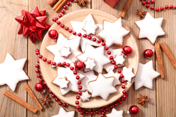 gingerbread cake with spice and christmas decoration