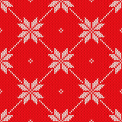 Christmas Knitted Sweater Pattern Design. Vector Seamless Wool Knit Texture Imitation