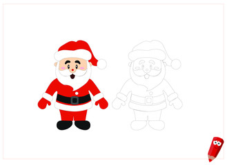 coloring page for children with examples. Educational game for children. Santa Claus