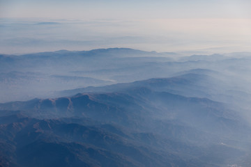 The mountains covered with clouds