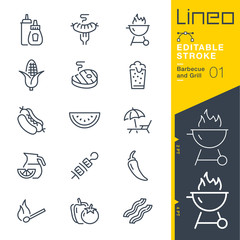 Lineo Editable Stroke - Barbecue and Grill outline icons.