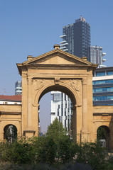 Fototapeta na wymiar Porta Nuova ancient arch in Milan, Italy