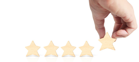 Hand of putting increase wood five star shape