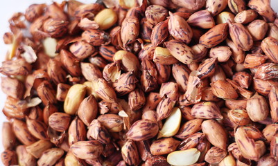 Peanuts on a white background