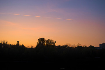 Fototapeta na wymiar Late autumn sunset in the park.