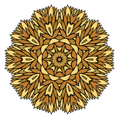 Oriental Mandala. Vintage Decorative Elements. Vector illustration. Golden color. For Coloring Book, Greeting Card, Invitation, Tattoo. Anti-Stress Therapy Pattern.