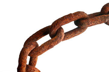 Steel chains caked with rust. at facility.