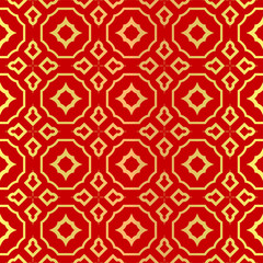 Luxury Stylish Geometry Seamless Pattern Art Deco Background. Texture For Wallpaper, Invitation. Vector Illustration. red gold color