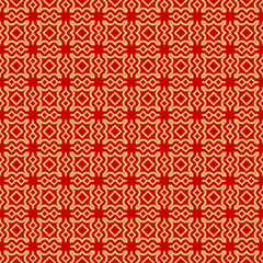 Modern Stylish Geometry Seamless Pattern Art Deco Background. Luxury Texture For Wallpaper, Invitation. Vector Illustration. Red gold color