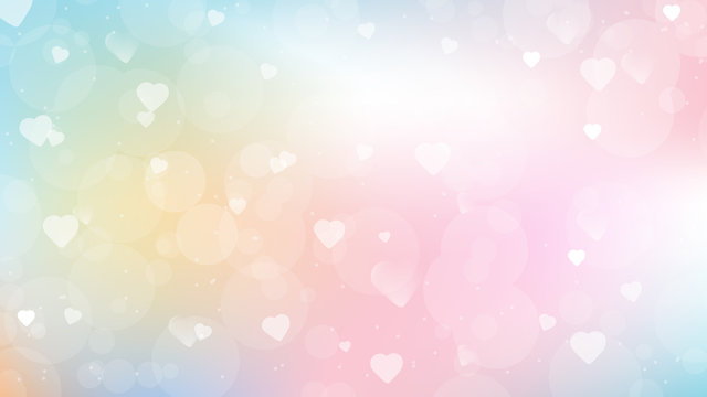 sweet candy gradient background with heart bokeh for valentines day web page screen size