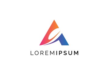 Abstract triangle letter A logo design template vector graphic