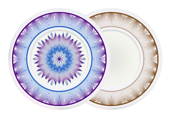 Vector set of two round frame and floral mandala ornament. For kitchen decoration, fashion print