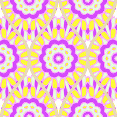 Seamless floral geometric pattern. Vector illustration. Bright color ornament