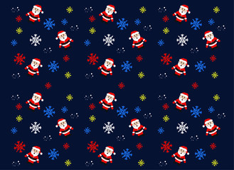 christmas pattern with santa claus and snowflakes