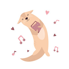 Funny poster with adorable dreaming dancing otter