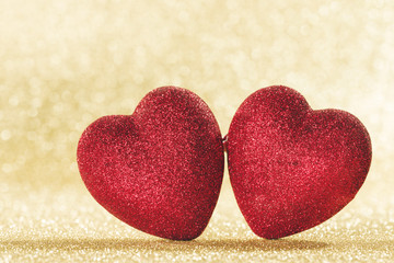 Two hearts on bokeh background