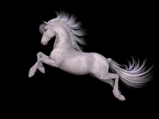 Obraz na płótnie Canvas Galloping white horse. 3d illustration