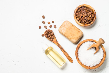 Natural Coffee cosmetic on white background.
