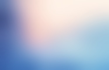 Empty pink glow on blue background. Blurred iridescent abstract texture. Defocused heaven light illustration. Morning sky trend. Tender romantic style.