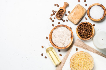 Natural Coffee cosmetic on white background.