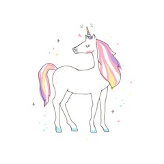 Beautiful cute unicorn and inscription born to be a unicorn isolated